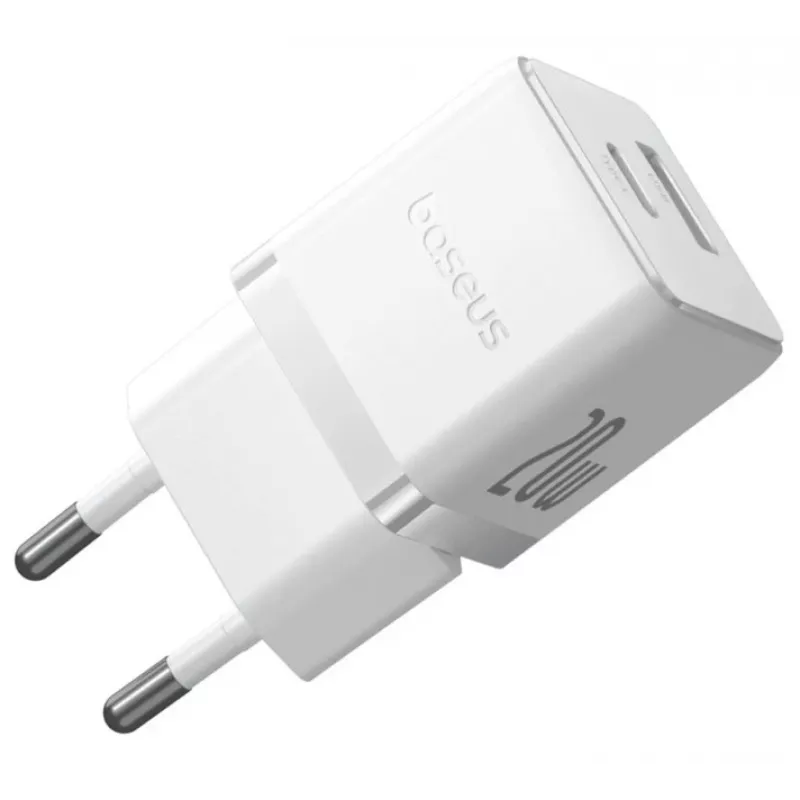 Baseus Palm 20W nástenná nabíjačka USB-C + USB-A, biela