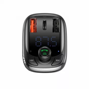 Baseus S-13 Bluetooth FM transmitter auto nabíjačka s QC 3.0/4.0 PD, handsfree, LED indikátor, čierna