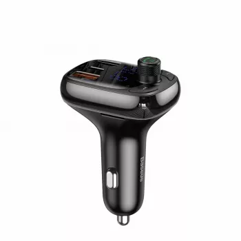 Baseus S-13 Bluetooth FM transmitter auto nabíjačka s QC 3.0/4.0 PD, handsfree, LED indikátor, čierna