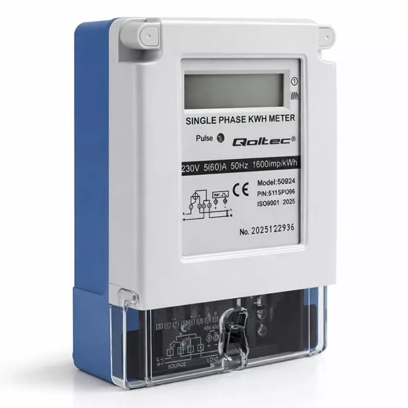 Qoltec jednofázový elektronický elektromer 230V 5(60)A LCD