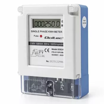 Qoltec jednofázový elektronický elektromer 230V 5(60)A LCD