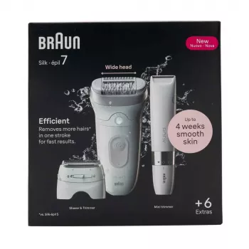 Braun Silk-épil 7 7-441 epilátor - strieborná/biela - 40 pinzet - MicroGrip - 0,5 mm - nabíjateľný - integrovaná batéria