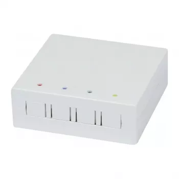 Synergy 21 FTTH nástenná skrinka pre 4 SC-S alebo LC-D adaptéry, 80x80mm s manažmentom káblov, DIN lišta/stena, crimp