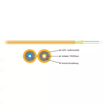 EFB-ELEKTRONIK I-V(ZN)H 2x1E 9/125µm OS2 Single-Mode Duplex Zipcord Patchkabel, LSZH, žltý, 2,8x5,7mm