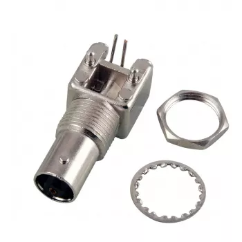 EFB-Elektronik BNC konektor samica, vstavaná zásuvka, PCB montáž, 50 Ohm, plný kov, pravouhlý koaxiálny konektor (52594.1)