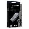 CONCEPTRONIC adaptér USB-C na 2x Gigabit Ethernet + 2x USB-A 3.2 Gen 1, 0,3m, sivý