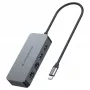 CONCEPTRONIC adaptér USB-C na 2x Gigabit Ethernet + 2x USB-A 3.2 Gen 1, 0,3m, sivý