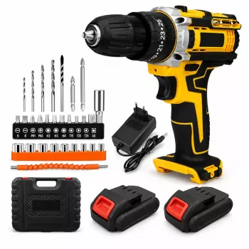 Extralink Tools Yellow akumulátorová vŕtačka/skrutkovač s 2 batériami