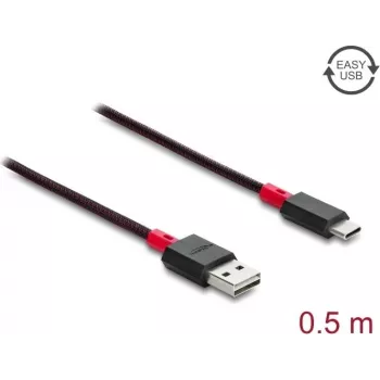 Delock EASY-USB 2.0 kábel USB Type-A konektor samec na USB Type-C konektor samec 0,5 m čierny (81541)