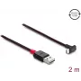 Delock EASY-USB 2.0 kábel USB Type-A konektor samec na USB Type-C konektor samec zahnutý nahor/nadol 2 m čierny (81551)