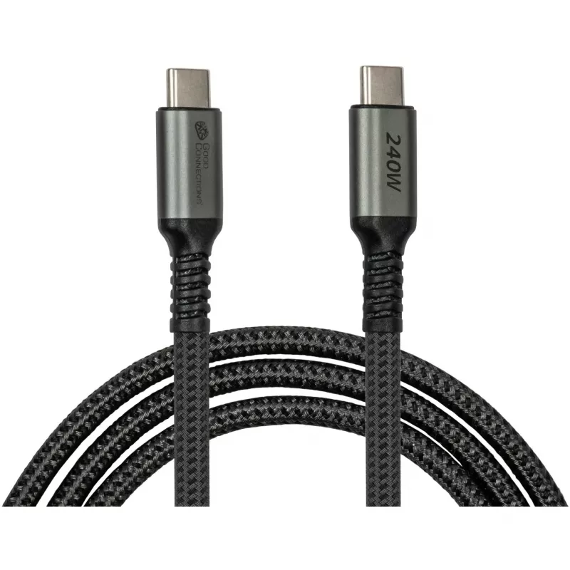 GoodConnections USB-C 2.0 (ST-ST) 3m prepojovací kábel textilný obal 240W antracit