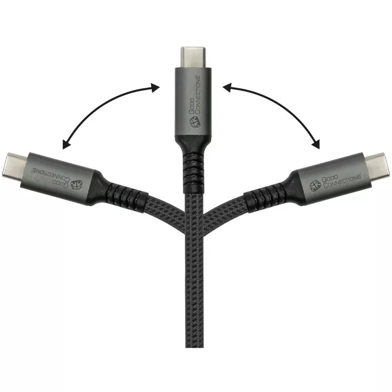 GoodConnections USB-C 2.0 (ST-ST) 3m prepojovací kábel textilný obal 240W antracit