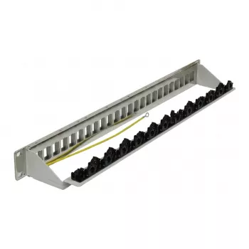Synergy 21 Keystone patch panel 24-port 1U svetlosivý V4 so svorkou na kábel