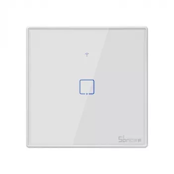 SONOFF T2EU1C-TX Smart WiFi + RF 433 dotykový vypínač svetla 1-násobný biely