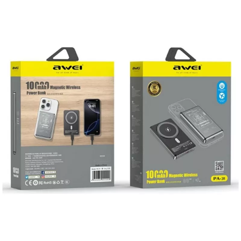 AWEI PA-31 MagSafe power banka 10000mAh sivá
