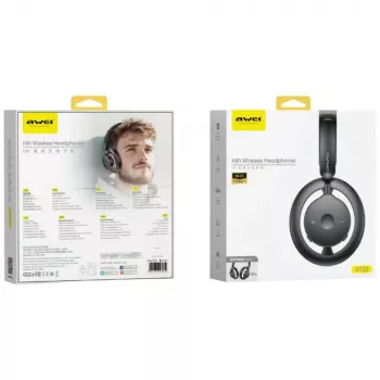 AWEI AT33 Bluetooth 6.0 bezdrôtové over-ear slúchadlá - čierne