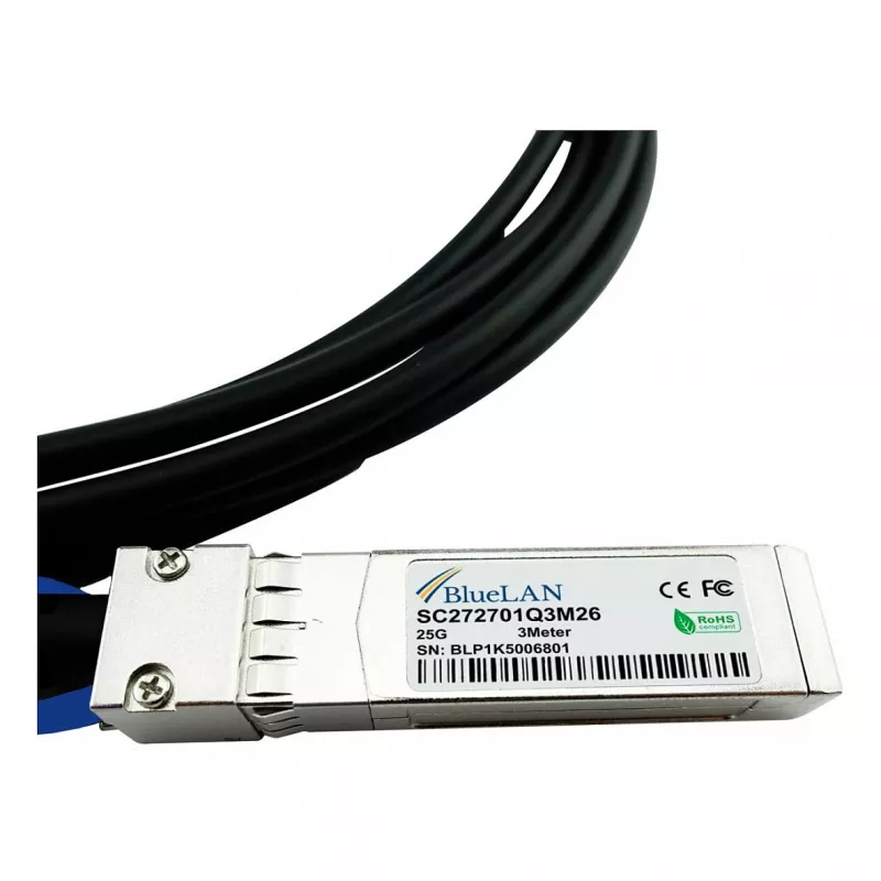 BlueOptics Networks 10520 kompatibilný BlueLAN 25GBASE-CR pasívny SFP28 Direct Attach kábel, 1 meter, AWG30