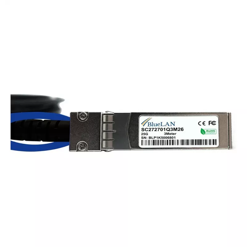 BlueOptics Networks 10520 kompatibilný BlueLAN 25GBASE-CR pasívny SFP28 Direct Attach kábel, 1 meter, AWG30