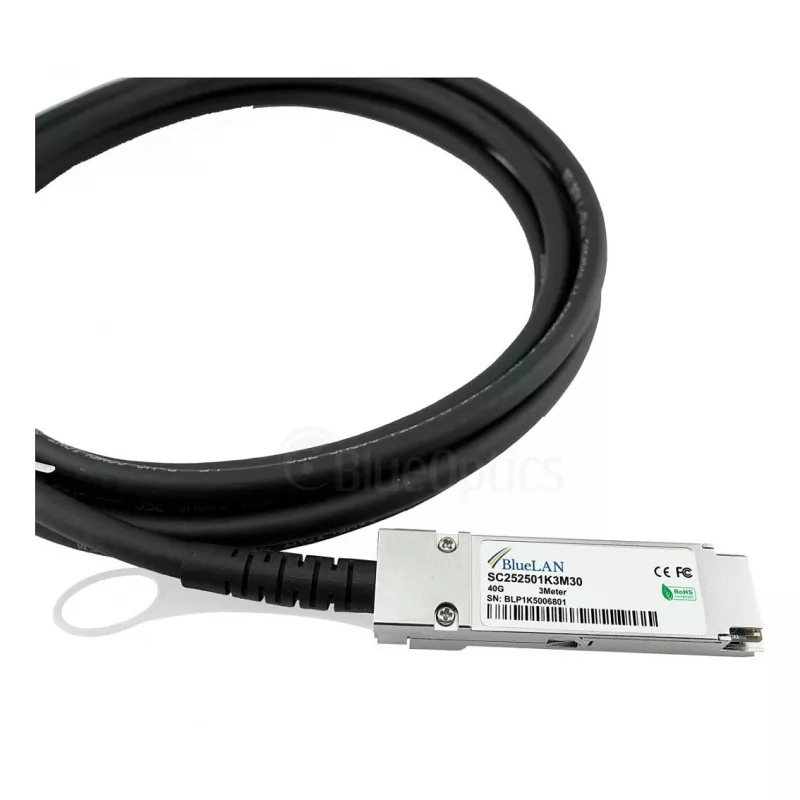 BlueOptics Networks 10312 Kompatibilný BlueLAN QSFP+ Direct Attach Copper kábel, 40GBASE-CR4, 1m, 30AWG, pasívny