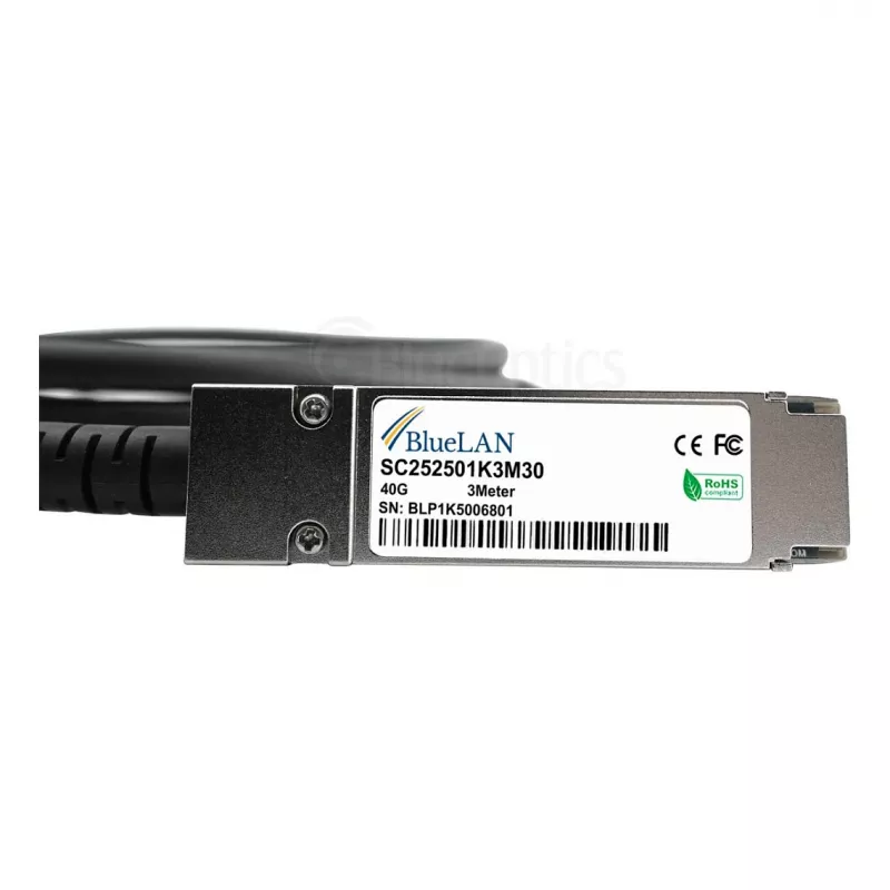 BlueOptics Networks 10313 kompatibilný BlueLAN DAC QSFP+ 40GBASE-CR4 pasívny Direct Attach kábel, 3m (10313-BL)