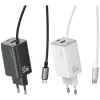 USAMS JC Series CC266 65W GaN rýchla nabíjačka 2xUSB-C 1xUSB-A s integrovaným USB-C káblom 1,5m biela