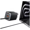 USAMS JC Series CC266 65W GaN rýchla nabíjačka 2xUSB-C 1xUSB-A s integrovaným USB-C káblom 1,5m biela