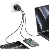 USAMS JC Series CC266 65W GaN rýchla nabíjačka 2xUSB-C 1xUSB-A s integrovaným USB-C káblom 1,5m biela