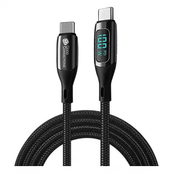 Good Connections USB 2.0 nabíjací a dátový kábel 100W s digitálnym displejom USB-C na USB-C 1m čierny