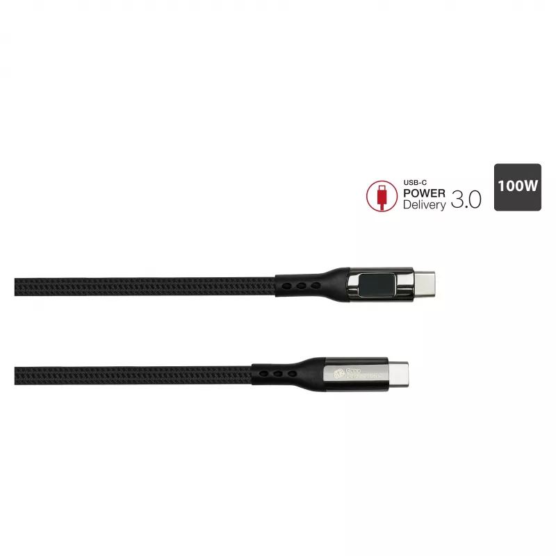 Good Connections USB 2.0 nabíjací a dátový kábel 100W s digitálnym displejom USB-C na USB-C 1m čierny