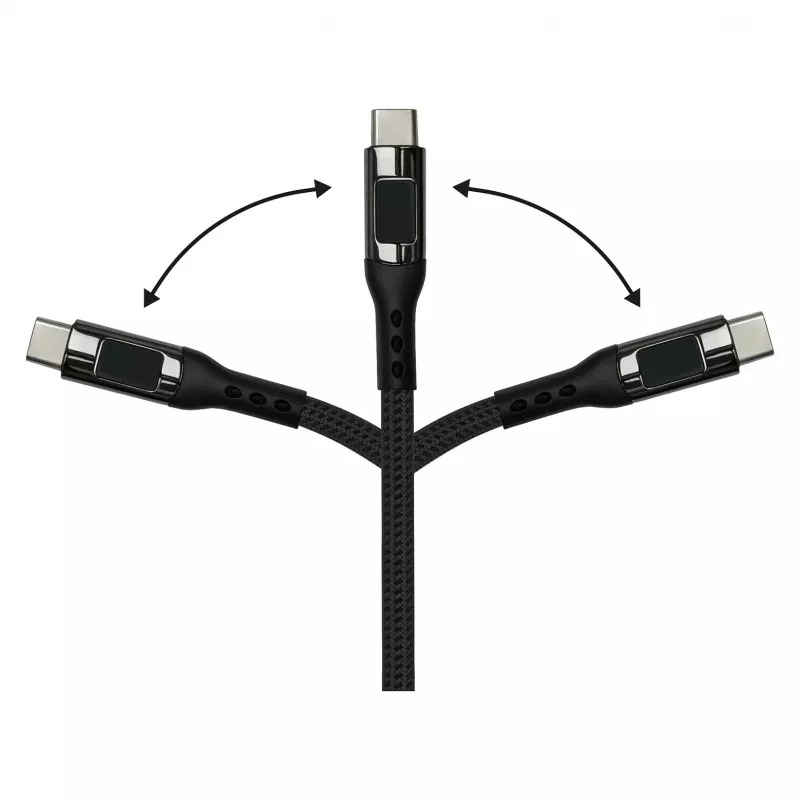 Good Connections USB 2.0 nabíjací a dátový kábel 100W s digitálnym displejom USB-C na USB-C 1m čierny