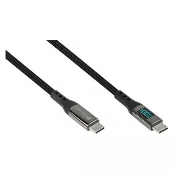 Good Connections USB 2.0 nabíjací a dátový kábel 100W s digitálnym displejom USB-C na USB-C 1m čierny
