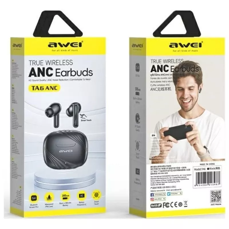 AWEI TA6 ANC Bluetooth slúchadlá čierne