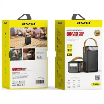 AWEI PowerBank P101K 60000mAh 22,5W čierny