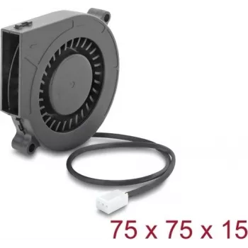 Delock radiálny ventilátor / dúchadlo 12 V DC 75 x 75 x 15 mm s 3-pinovým konektorom ventilátora, čierny (67493)