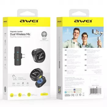 AWEI MK3 Duo Wireless Lavalier mikrofón čierny