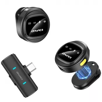 AWEI MK3 Duo Wireless Lavalier mikrofón čierny