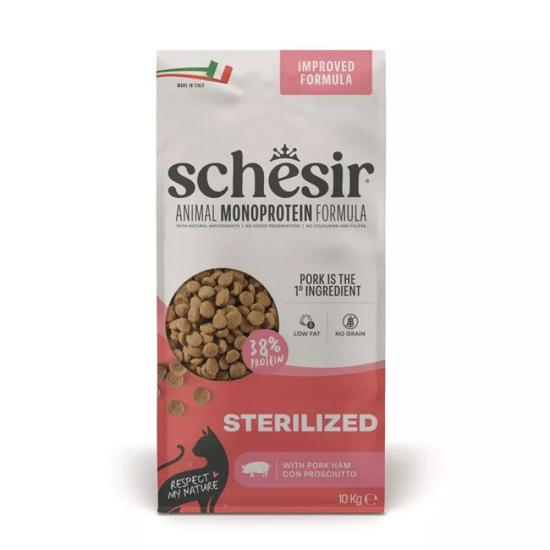 SCHESIR Sterilized with Ham suché krmivo pre mačky 10kg