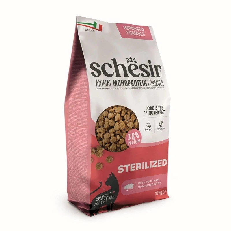 SCHESIR Sterilized with Ham suché krmivo pre mačky 10kg