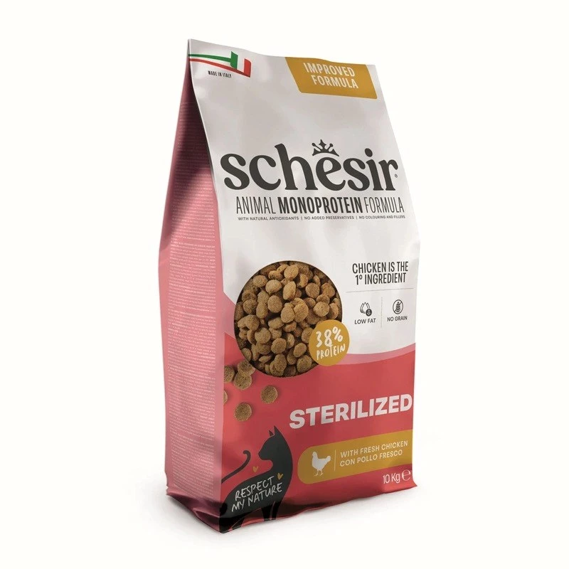 SCHESIR Sterilized Bogata Chicken suché krmivo pre mačky 10 kg