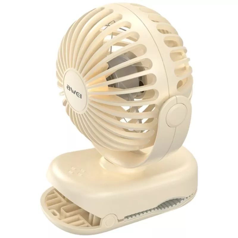 AWEI F45 Mini stolný ventilátor so svorkou, 1200mAh, biely