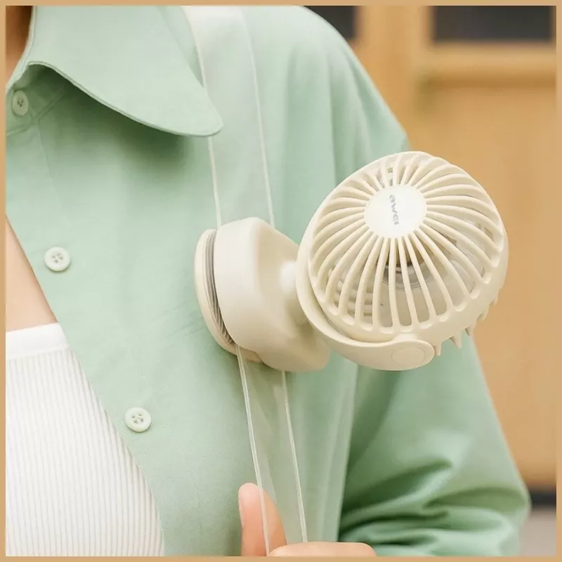 AWEI F45 Mini stolný ventilátor so svorkou, 1200mAh, biely