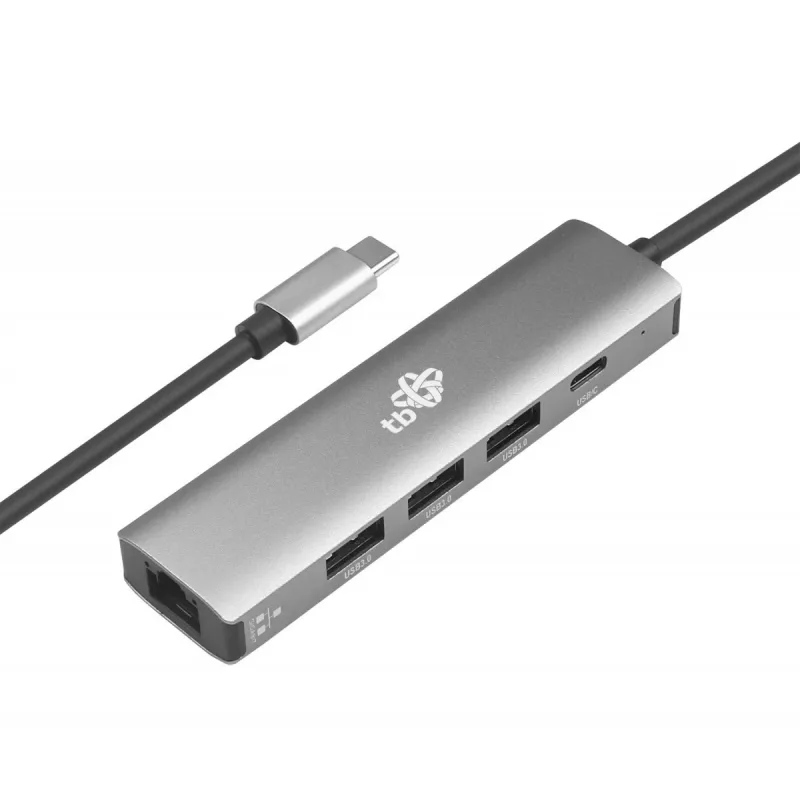 TB USB-C na RJ45 Gigabit Ethernet adaptér s 3x USB-A 3.0 a USB-C PD 100W, Space Grey