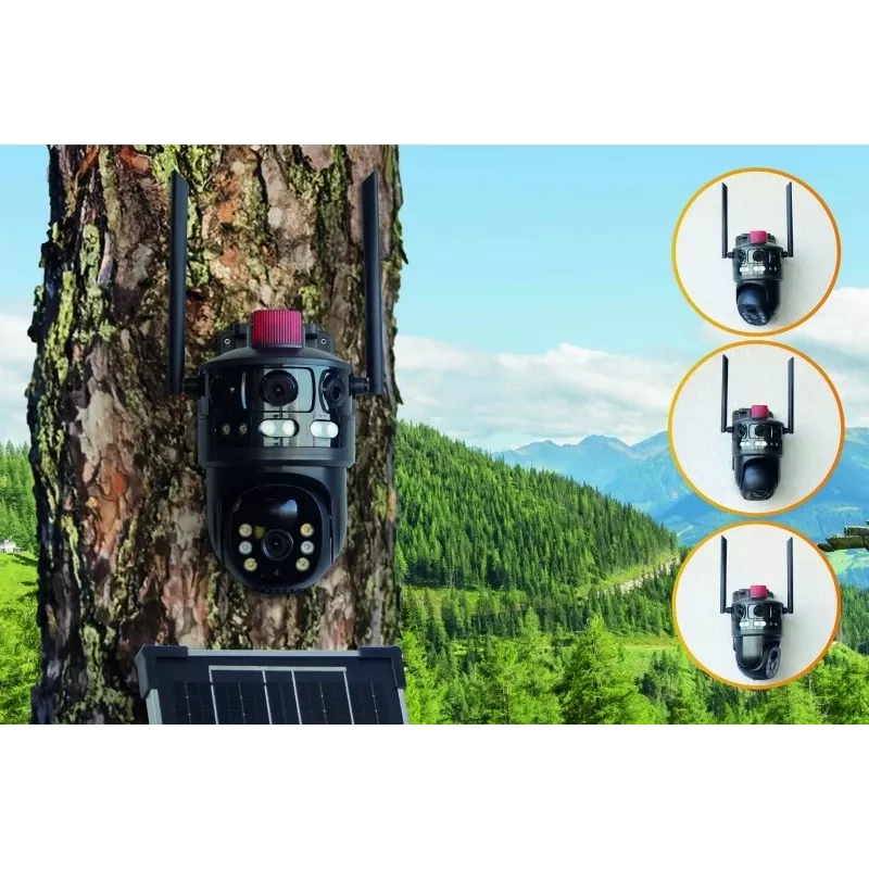 Technaxx TX-329 Dual 4G LTE vonkajšia bezpečnostná kamera 3MP+3MP so solárnym panelom