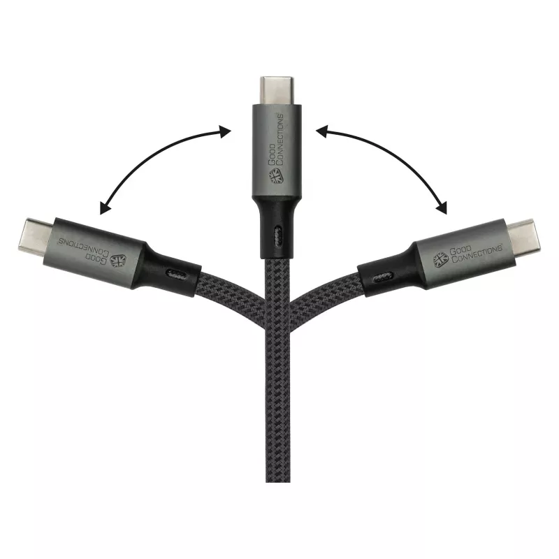 GoodConnections USB-C 4.0 (ST-ST) 1m Spletaný kábel 100W 8K 30Hz antracit