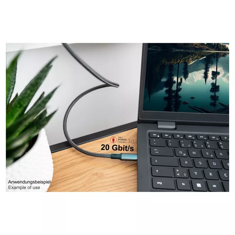 GoodConnections USB-C 4.0 (ST-ST) 1m Spletaný kábel 100W 8K 30Hz antracit
