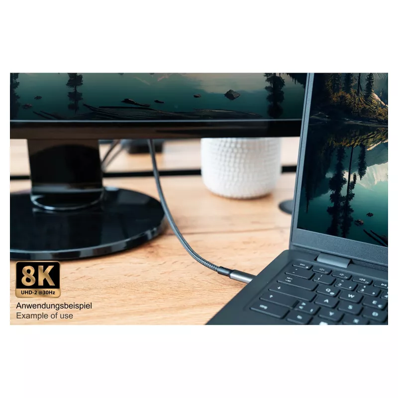GoodConnections USB-C 4.0 (ST-ST) 1m Spletaný kábel 100W 8K 30Hz antracit