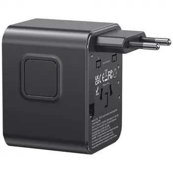 USAMS cestovný adaptér CC308 17W 4in1 US/AU/EU/UK čierny