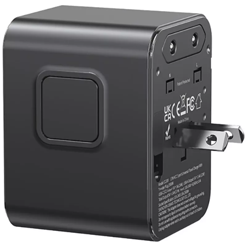 USAMS cestovný adaptér CC308 17W 4in1 US/AU/EU/UK čierny