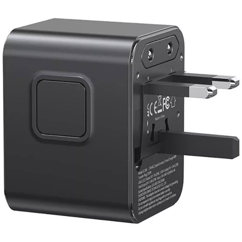 USAMS cestovný adaptér CC308 17W 4in1 US/AU/EU/UK čierny