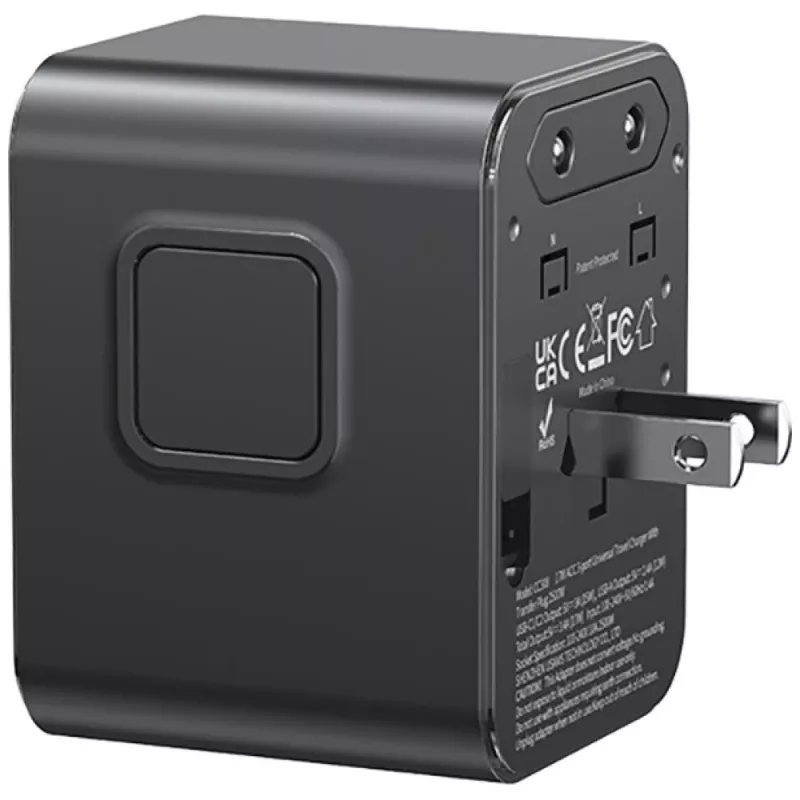 USAMS cestovný adaptér CC308 17W 4in1 US/AU/EU/UK čierny